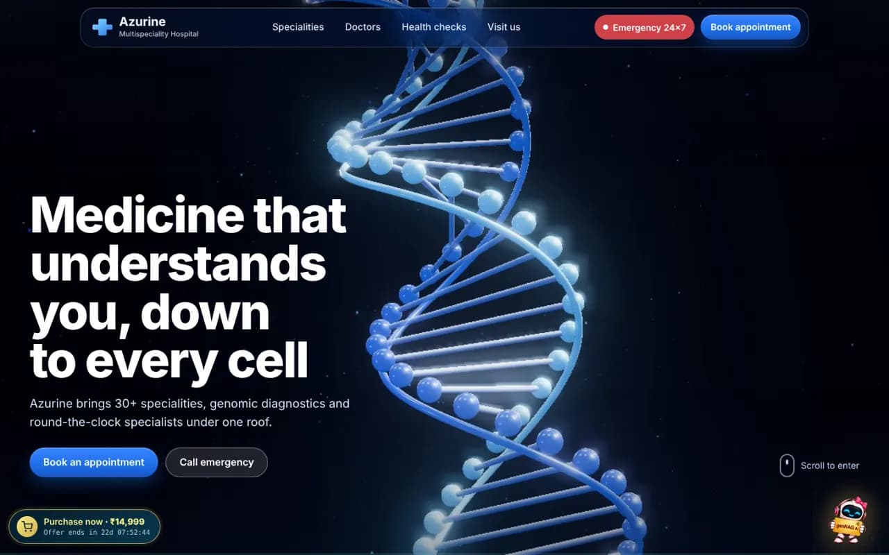 Azurine Multispeciality Hospital sample website