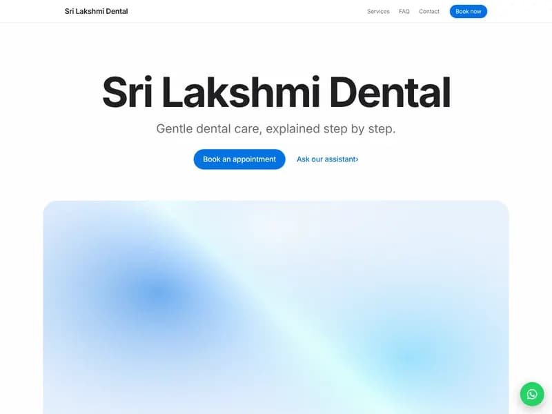 Clinic & healthcare website design: Sri Lakshmi Dental example