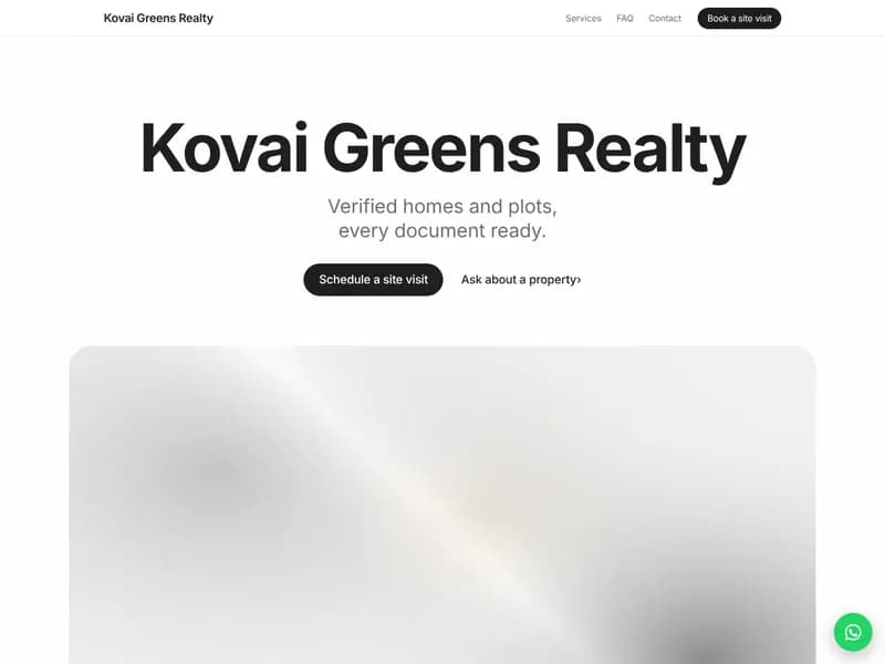 Real estate website design: Kovai Greens Realty example