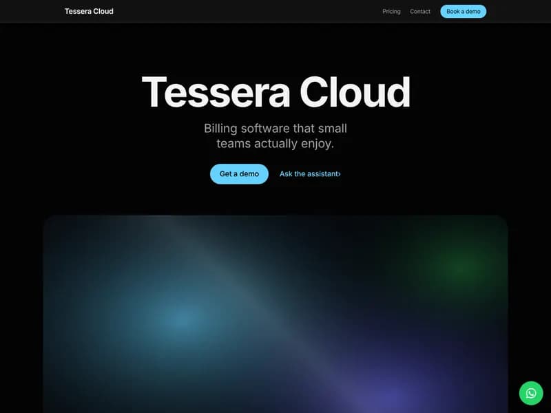 Startup & tech website design: Tessera Cloud example