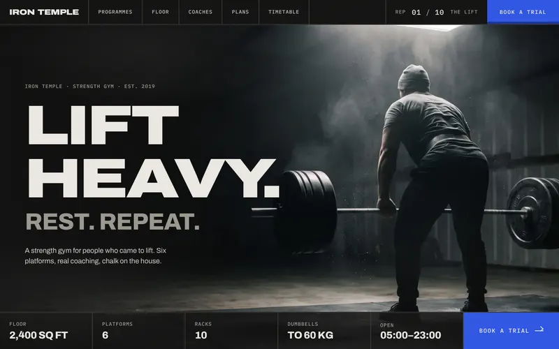 Iron Temple website design