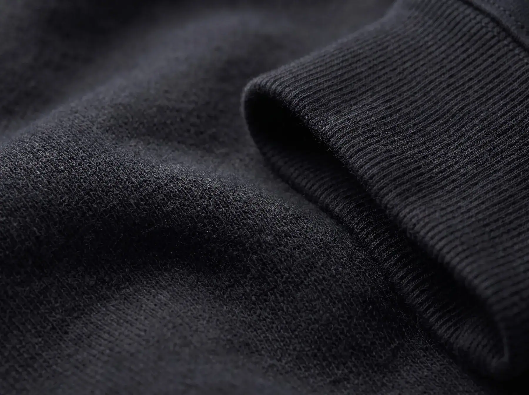 Close-up of brushed fleece and rib cuff
