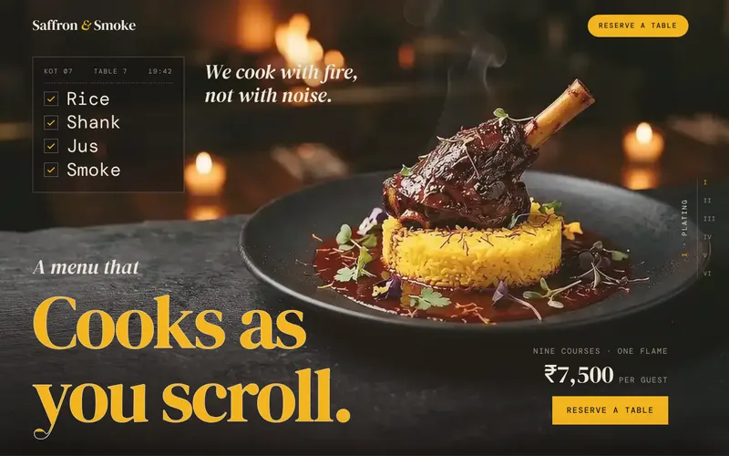 Saffron & Smoke website design